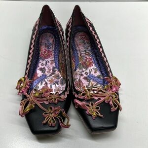 Irregular Choice Ballet Flats Corded Floral Detail Multicolor Black Size 42 / 11